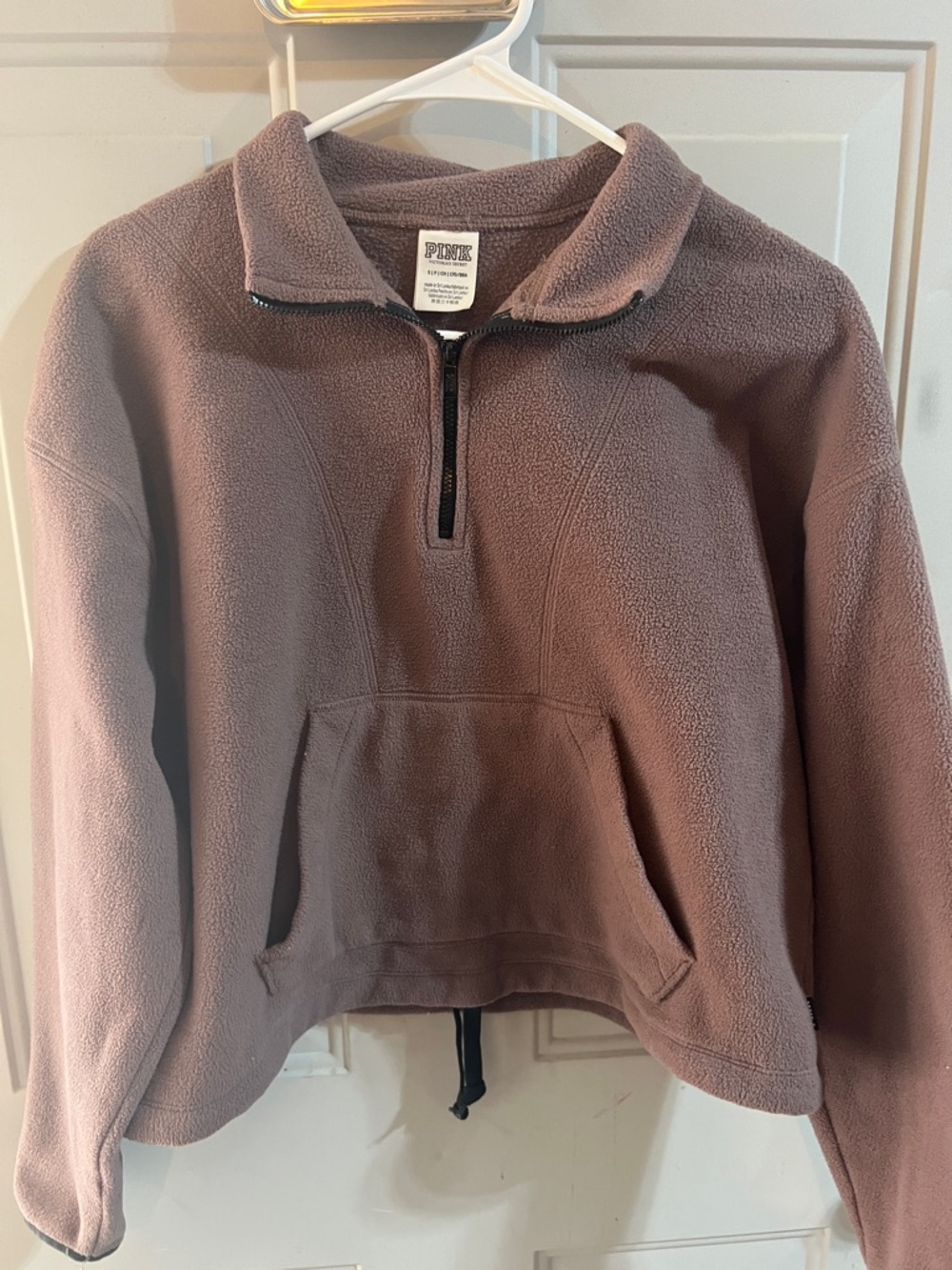 PINK Cozy Half-Zip Fleece Pullover in Mauve